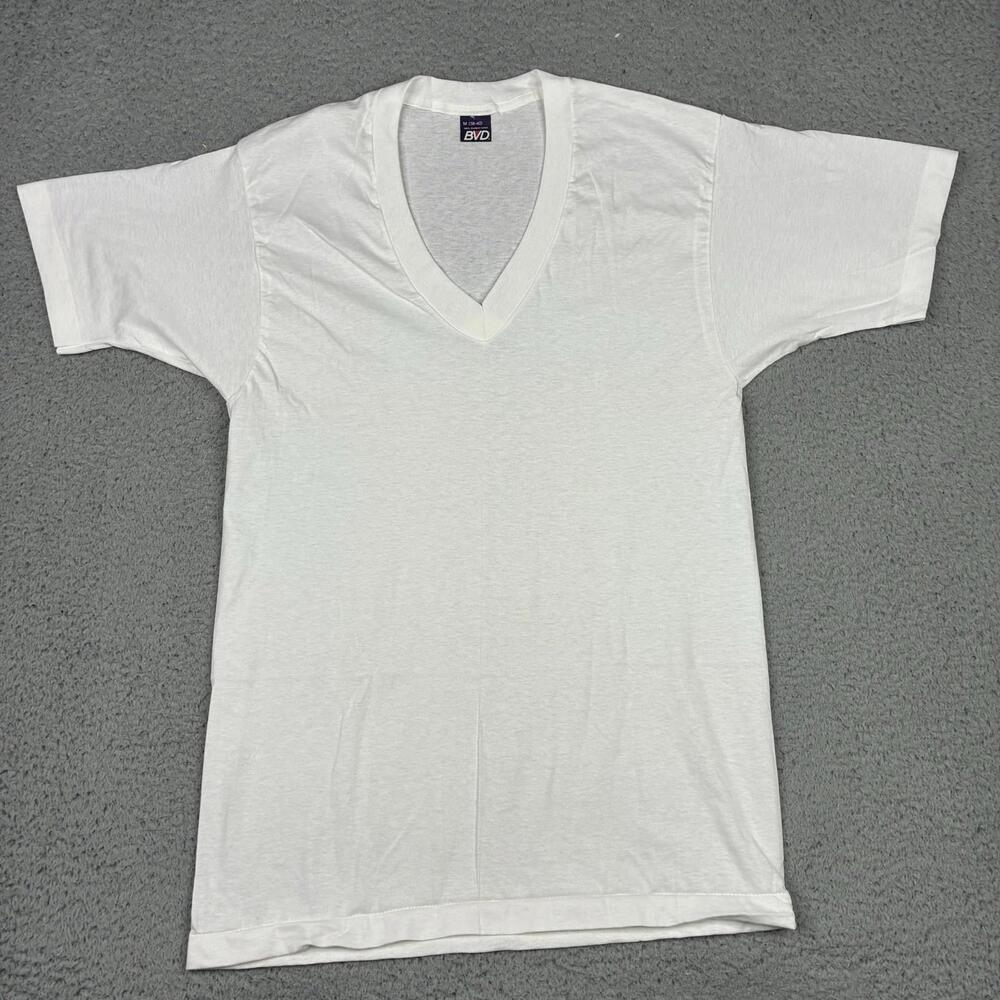 Vintage 90s BVD Blank T-Shirt Mens Medium 38-40 White USA Single Stitch NOS